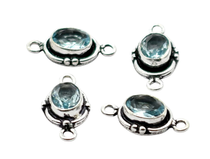 Argent antique et plaqué or 18 carats topaze bleu clair connecteur à Double boucle 21X11mm NC70 fabrication de bijoux lot de résultats de charme - Product Image 2