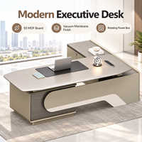 Table de bureau exécutive moderne avec design incurvé pour espace de travail privé, mobilier commercial