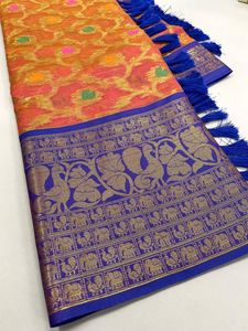 Vêtements de Festival de qualité supérieure Banarasi en soie douce Zari, sari de travail avec fournisseur de chemisiers de Surat inde - Product Image 5