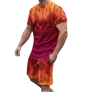 Conjuntos de pantalones cortos informales de verano para hombre, camiseta de manga corta a la moda y pantalones cortos estampados, diseño transpirable de talla grande - Product Image 4