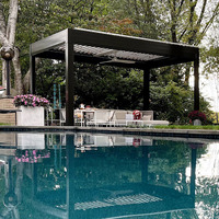 Pérgola de Aluminio Bioclimática Motorizada con Luces LED, Impermeable, de Lujo para Exteriores, con Toldo Personalizable y Fácil de Montar