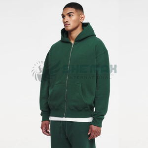 เสื้อฮู้ดมีซิปสำหรับผู้ชายผ้าฟลีซซับในไซส์ XS ผ้าฝ้ายพิมพ์ลายสีพื้น - Product Image 3