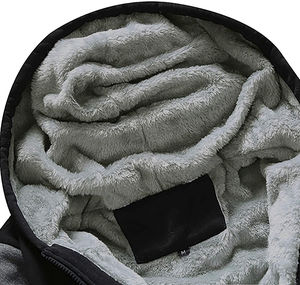 Sudadera con capucha de algodón con cremallera de Venta caliente de alta calidad transpirable Anti Pilling Color sólido cremallera Sudadera con capucha de terciopelo forrado con cremallera calentada - Product Image 6