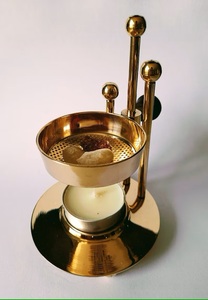 Brass Charcoal Incense Burner and Aromatherapy Diffuser <b>Tealight</b> <b>Holder</b> for Fragrance Melt Home Bedroom Essential - Product Image 3