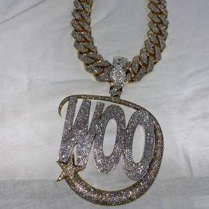 Venta caliente Unisex WOP letra Iced out Moissanite diamante colgante nueva moda joyería de plata esterlina acentos de oro certificado GRA - Product Image 2