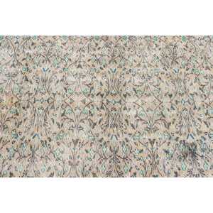 3.8x6.4 ft Turkish Traditional Vintage Patchwork Rug Eco Friendly <b>Brown</b> <b>Wool</b> Area Rug with Latex Backing - Product Image 5