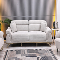 Ensemble de canapés de salon carrés modernes de style nordique en tissu bouclé, canapé de luxe incurvé avec pieds en bois doré et appuie-tête réglable, pour entrepôt et école