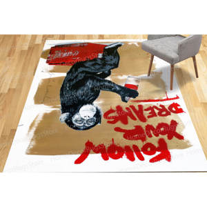 Street <b>Rugs</b> Printed <b>Rug</b>: Cute Banksy Monkey Graffiti Design,<b>Chenille</b> <b>Rug</b> - Product Image 4