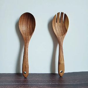 Serveurs de salade en bois naturel de haute qualité Scoop haut nouveau design vaisselle fêtes de restaurant grossistes directs - Product Image 3