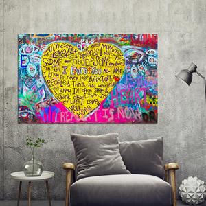 Art sur toile Love Graffiti : Décoration murale bohème style Banksy, toile encadrée - Product Image 1