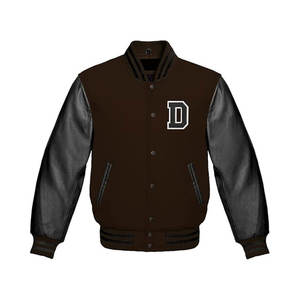 Chaqueta Universitaria para Hombre, Chaqueta Universitaria de Cuero Genuino con Mangas de Lana, Chaqueta Bomber de Béisbol para Escuela Secundaria - Product Image 6