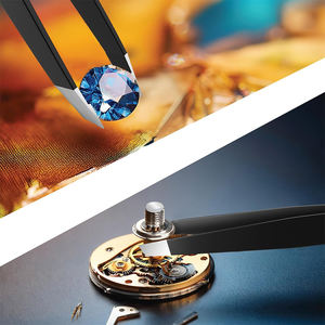 Pince à épiler en acier inoxydable recouverte de couleur noire, pointe inclinée, 4 pouces, pour enlever les poils du front, pince à épiler pour la beauté - Product Image 6