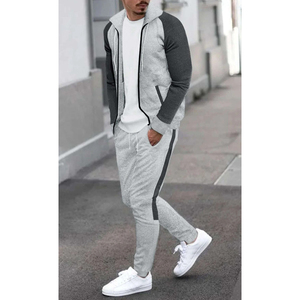 Chándal de talla grande ecológico hecho a medida para hombre, pantalones con capucha y cremallera completa, conjunto de 2 piezas al por mayor - Product Image 1