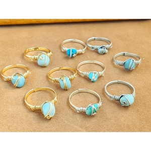 <b>Turquoise</b> Stone Fashion <b>Rings</b> Gold and Silver Plated for Resale - Product Image 1