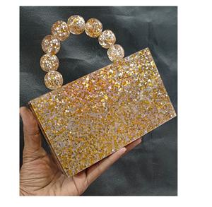 Pochette en résine de type personnalisé de couleur dorée artisanat indien à la mode pour les femmes - Product Image 1