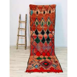 Auténtica Alfombra Marroquí Hecha a Mano, Boucherouite, Estilo Bohemio, Colorida, Vintage, Decoración Artesanal del Atlas - Product Image 1