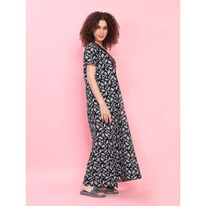 100% Cotton Woven Supersoft Women's Short-Sleeved Bathrobe Casual Nightshirt Embroidery Pocket Most Comfortable Leopard Pattern - Product Image 4