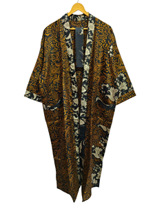 Bridal Robe Light Weight Silk Robe For Woman Night Wear Long Robe, Floral Print Indian Vintage Recycled Silk Sari <b>Kimono</b>, - Product Image 4