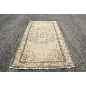 พรมตุรกีพื้นที่ขนาดใหญ่วินเทจสไตล์คลาสสิกสี่เหลี่ยมลายสีเบจสีเขียวปะต่อดีไซน์5 x 8.7ft ผ้าขนสัตว์พรมยางสำหรับห้อง - Product Image 1