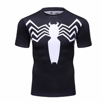 Camiseta Deportiva de Manga Corta con Estampado 3D Personalizado al por Mayor, Camiseta Transpirable de Compresión con Diseño de Spiderman para Hombre