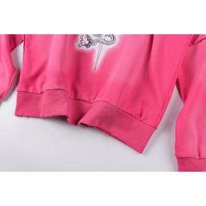 Haute qualité perdu complexité rose délavé fermeture éclair diamant clouté logo imprimé lavage homme et femme à capuche - Product Image 5