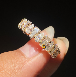 Multi corte ovalado y corte de pera Moissanite alternando eternidad completa banda de boda a juego para mujeres en plata 925 - Product Image 5