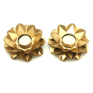Stylish Design Brass Metal <b>Tea</b> <b>Light</b> <b>Candle</b> Holder Gold Finish Flower Shape Eco-Friendly Romantic for Home Christmas Easter - Product Image 1