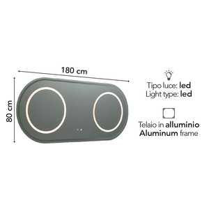 <b>LED</b> <b>Lighting</b> 180x80 Oval Bathroom <b>Mirror</b> - Product Image 2