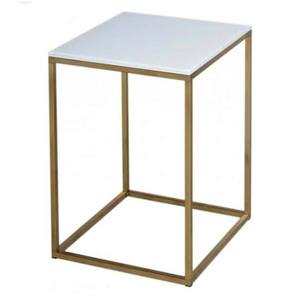 Mesa de Centro Moderna de Hierro con Acabado Dorado y Tapa de Mármol, Diseño Ajustable, Logotipo Personalizado, para Decoración de Sala de Estar - Product Image 1