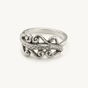 Gold Plated Ocean Wave Statement <b>Ring</b> for <b>Kids</b> Waterproof Eternity Style Jewelry - Product Image 4