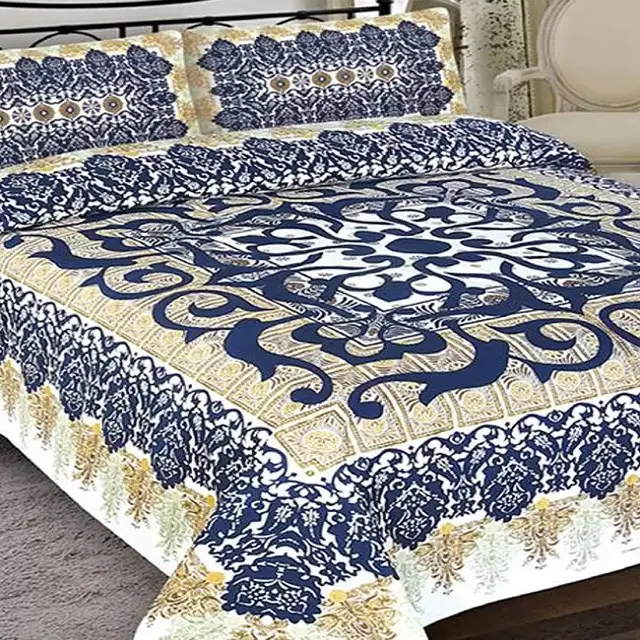 आकर्षक नीले रॉयल डिजाइन के साथ मुद्रित 100% कार्बनिक कपास चादरें GOTS प्रमाण पत्र अनुकूलित प्रत्यक्ष बिक्री बिस्तर प्रसार सेट