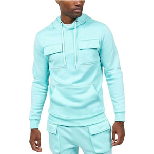 Survêtement Couleur Unie Grande Taille Vente en Gros Sweat à Capuche Multi-poches Cargo Joggers Survêtements Unisexe Ensemble Jogging Hiver Respirant - Product Image 1