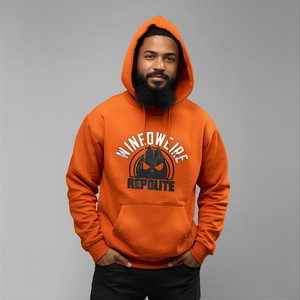 เสื้อสเวตเตอร์แบบสวมหัวมีฮู้ดสำหรับผู้ชายเสื้อฮู้ดผ้าคอตตอนมีฮู้ดสีส้มออกแบบโลโก้ได้ตามต้องการ - Product Image 1