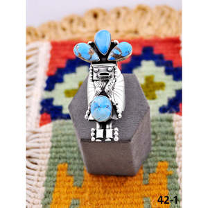Bague ajustable artisanale Southwest avec turquoise Golden Hills et sertissage en argent sterling – Cadeau - Product Image 1
