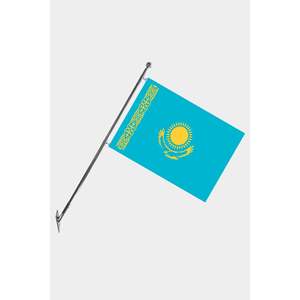 Ensemble de mât de drapeau télescopique mural du Kazakhstan avec bannières en polyester imprimées numériquement - Product Image 1