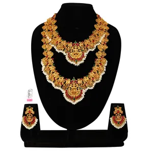 Wholesale Indian Wedding beautiful jewelry set for women Simple design Copper Bridal Jewelry Set earrings and necklaces set