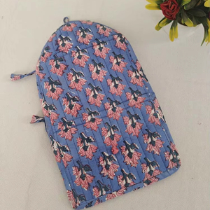Beautiful Lightweight Eco-Friendly Cotton Quilted Jewelry <b>Bag</b> Hand Block Printed Casual Pouches with Zip Closure for Daily Use - Product Image 6