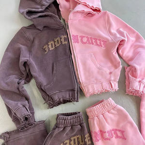 Manufacturer Custom Logo Casual Jogging Suit Distressed Cropped Hoodie and <b>Lounge</b> Women Tracksuit 2 <b>Two</b> <b>Piece</b> <b>Set</b> for Women Jogger Sweatpants - Product Image 2