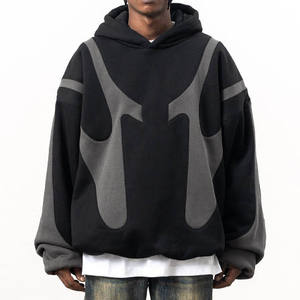 เสื้อมีฮู้ดสำหรับผู้ชายเสื้อฮู้ดขนแกะ350gsm หลากสีปะติดเสื้อแนวสตรีทเสื้อคอปกเสื้อสเวตเตอร์มีฮู้ดโอเวอร์ไซส์แบบกำหนดเอง - Product Image 3