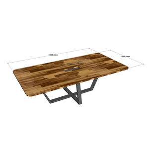 Modern 120x240cm Acacia Wood Meeting <b>Table</b> with Powder-Coated Iron Legs for <b>Office</b> & Hotel Conference Rooms-BH68029 - Product Image 6