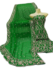 ชุดเดรสอะคริลิคลายดอก Gota แพตตี้ประดับเทศกาล Salwar Kameez สำหรับงานปาร์ตี้อินเดียและปากีสถาน - Product Image 5