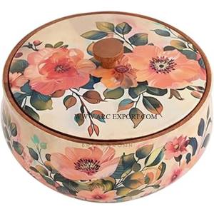 Nuevo Contenedor Redondo para Chapati y Roti con Diseño Floral Hecho a Mano, para el Hogar, Cocina y Restaurante - Product Image 1