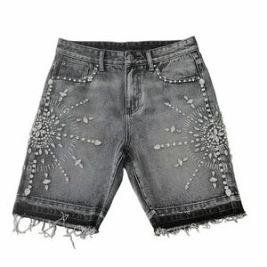Custom Rhinestone Denim Shorts for <b>Men</b> Embellished Stylish <b>Jean</b> Shorts - Premium Streetwear Summer Fashion Shorts For <b>Men</b> - Product Image 4