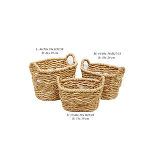 Juego de 3 Cestas Organizadoras Pequeñas de Jacinto de Agua Tejidas a Mano con Asas, Marca Artex Dong Thap - Product Image 1