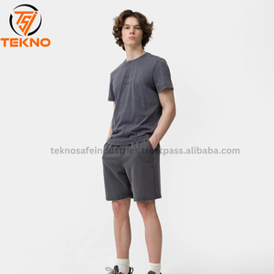 กางเกงขาสั้นเล่นกีฬาผ้าคอตตอนสำหรับผู้ชายกางเกงขาสั้นซับเหงื่อเทอร์รี่ใส่สบายชุดกีฬาสีพื้นพิมพ์ลายบนหน้าจอเป็นมิตรกับสิ่งแวดล้อม - Product Image 4