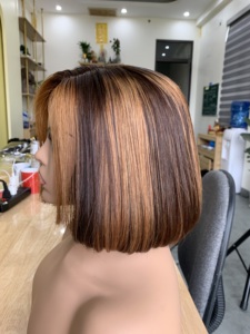 Vietnamese Hair Multiple Donors Vietnam Hair <b>Wig</b> Cut Piano <b>Brown</b> Color Transparent Closure 2*6 - Product Image 3