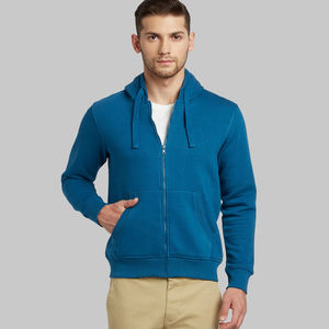 Sweat à capuche à fermeture éclair coupe ample et ajustée pour hommes 100% coton respirant Winter Street Wear avec design personnalisé et logo Teint en couleur unie OEM disponible - Product Image 1