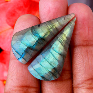 หินลาบราโดไรต์ทรงเหลี่ยมคู่ สีฟ้าไฟ หินบำบัด คริสตัล หินหลวม สำหรับทำต่างหู เครื่องประดับ ทำด้วยมือ - Product Image 1
