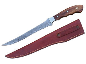 Couteau à désosser et à fileter de chef en acier Damas fait main sur mesure OEM, manche en bois, lame dentelée, lame à changement rapide, qualité industrielle - Product Image 5