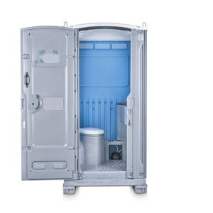 Unidad de Baño Portátil de Acero con Escaleras para Uso en Exteriores en Lugares Públicos, Diseño Industrial Duradero, Gris y Verde - Product Image 3